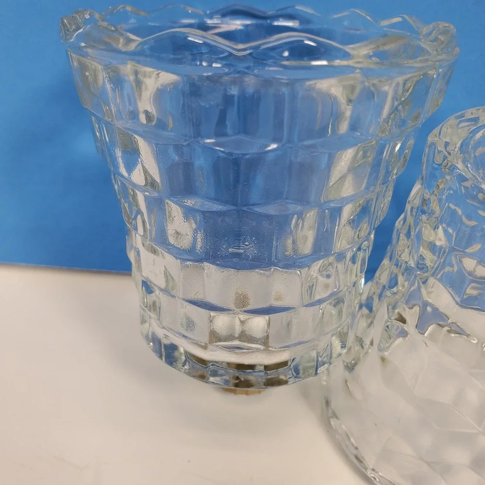 Vintage Votive Cups‎ Peg Candles Cubist Glass Home Interiors Quantity of 3
